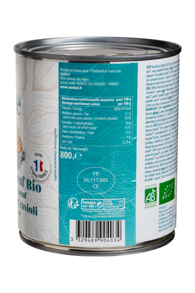 Raviolis bio 7,5% boeuf - 3