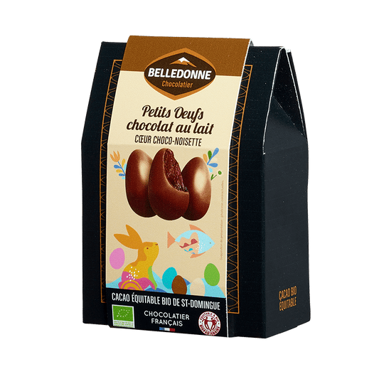 Belledonne -- Petits œufs chocolat au lait cœur choco-noisette - 100 g